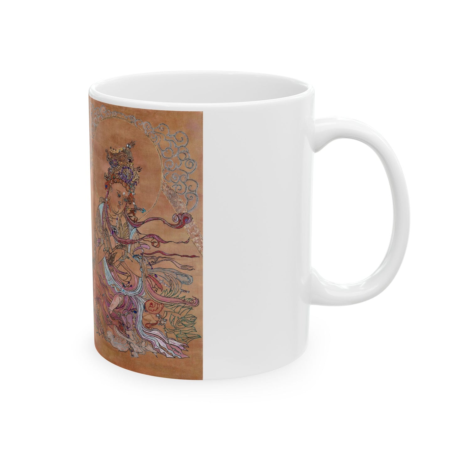 Spiritual Buddhist Art Ceramic Mug – Bodhisattva Illustration Coffee Cup (11oz, 15oz)