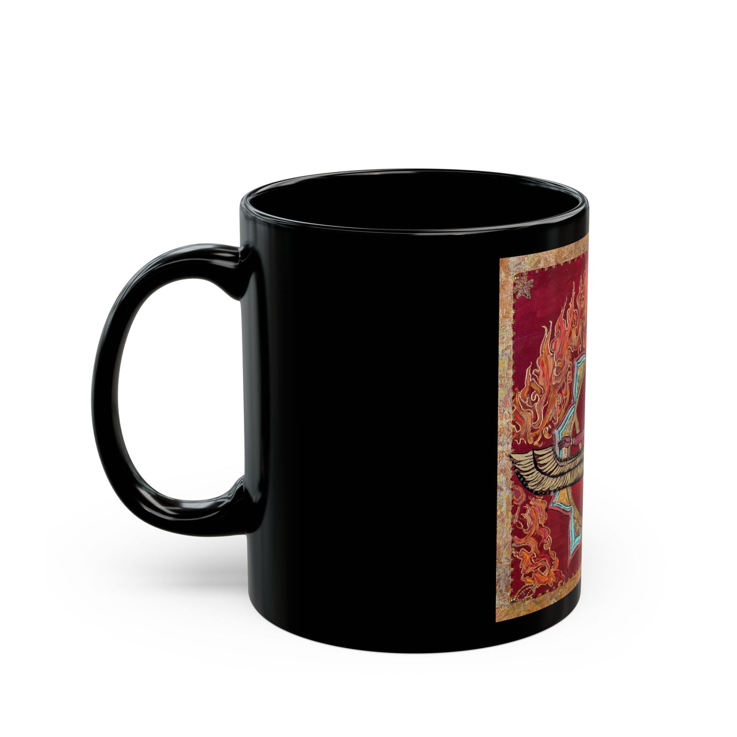Mystic Flaming Lotus Mug — Esoteric Winged Lotus Design (11oz/15oz)