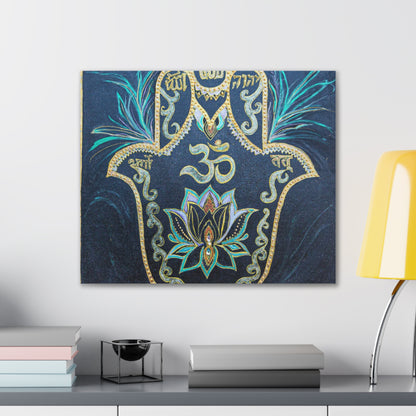 Hamsa Om Lotus Canvas Wall Art — Spiritual Chakra Meditation Decor