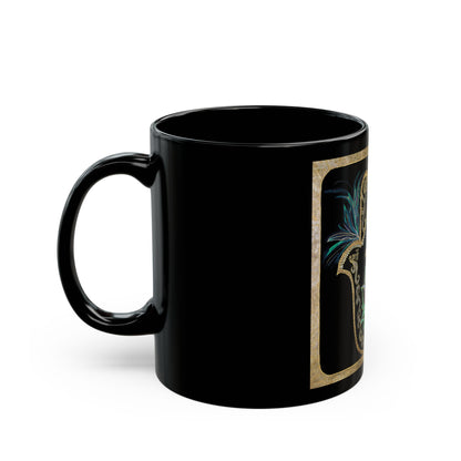 Hamsa Om Lotus Black Ceramic Mug — Spiritual Yoga Meditation Coffee Cup (11oz/15oz)