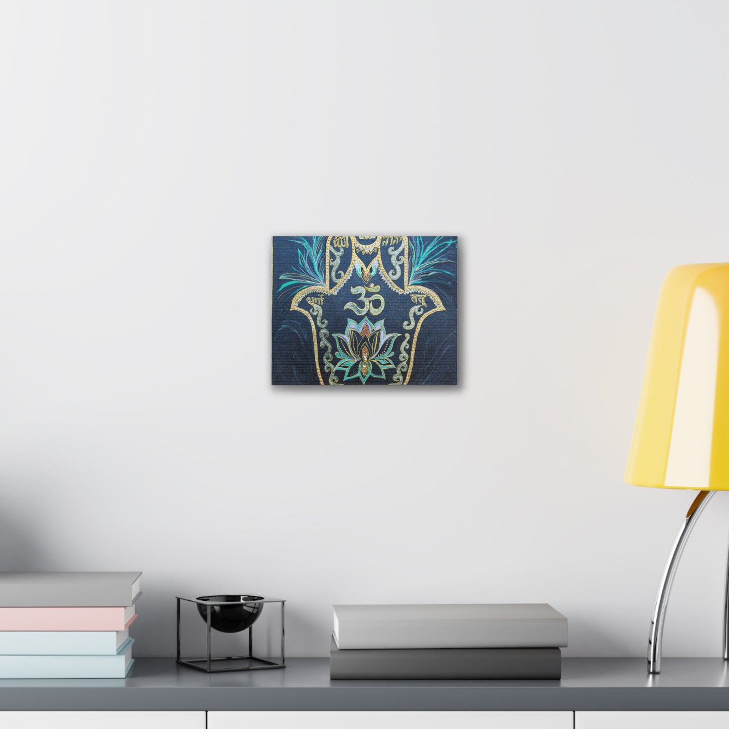 Hamsa Om Lotus Canvas Wall Art — Spiritual Chakra Meditation Decor