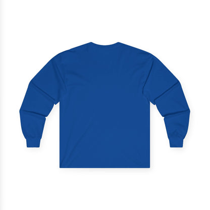 Mandala Geometry Long Sleeve Tee — Sacred Blue & Gold Circular Design